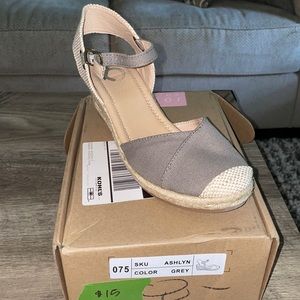 Grey wedge sandals